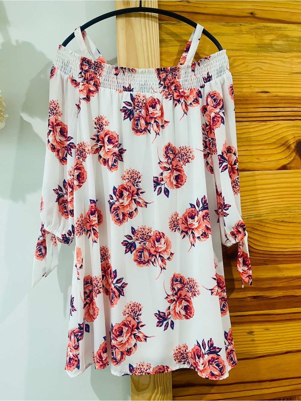 Lily Rose Off-Shoulder Dress with Floral Print-S